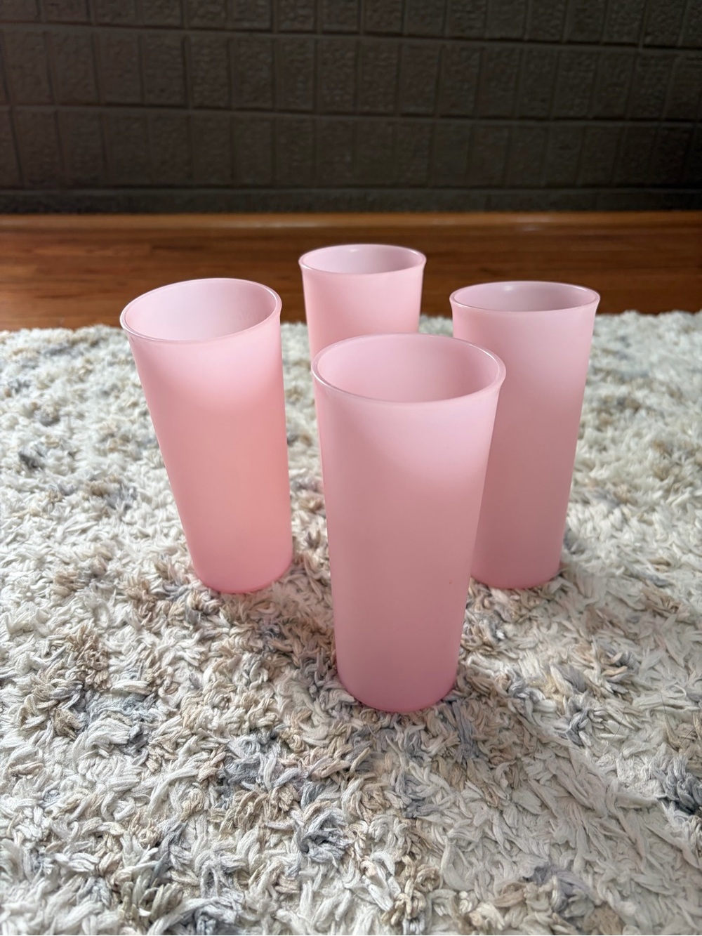 Tupperware Pink Frosted Plastic Tumbler Set - 4 Pieces*